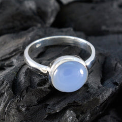 Emma Modern Aqua Solitaire Ring in Sterling Silver