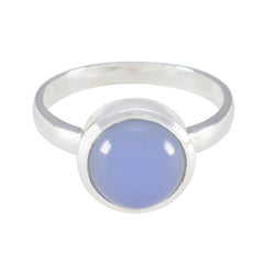 Emma Modern Aqua Solitaire Ring in Sterling Silver Aqua Chalcedony Green