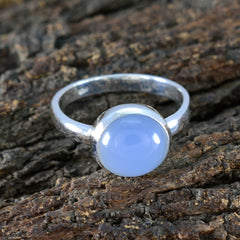 Emma Modern Aqua Solitaire Ring in Sterling Silver