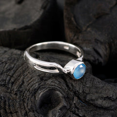 Sakura Modern Aqua Solitaire Ring in Sterling Silver