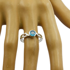 Sakura Modern Aqua Solitaire Ring in Sterling Silver