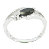 Ha-eun modern black solitaire ring with sleek silver band and marquise black stone centerpiece
