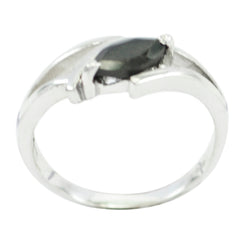 Ha-eun modern black solitaire ring with sleek silver band and marquise black stone centerpiece