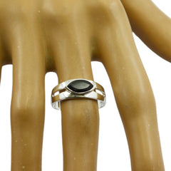 Agnes Modern Black Solitaire Ring in Silver Band