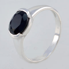 Priya Modern Black Solitaire Ring Sterling Silver