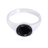 Priya Modern Black Solitaire Ring Sterling Silver Black Onyx Black