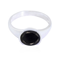 Priya Modern Black Solitaire Ring Sterling Silver Black Onyx Black