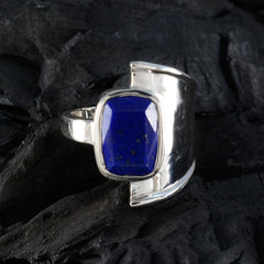 Carla Modern Blue Gemstone Ring with Silver Band