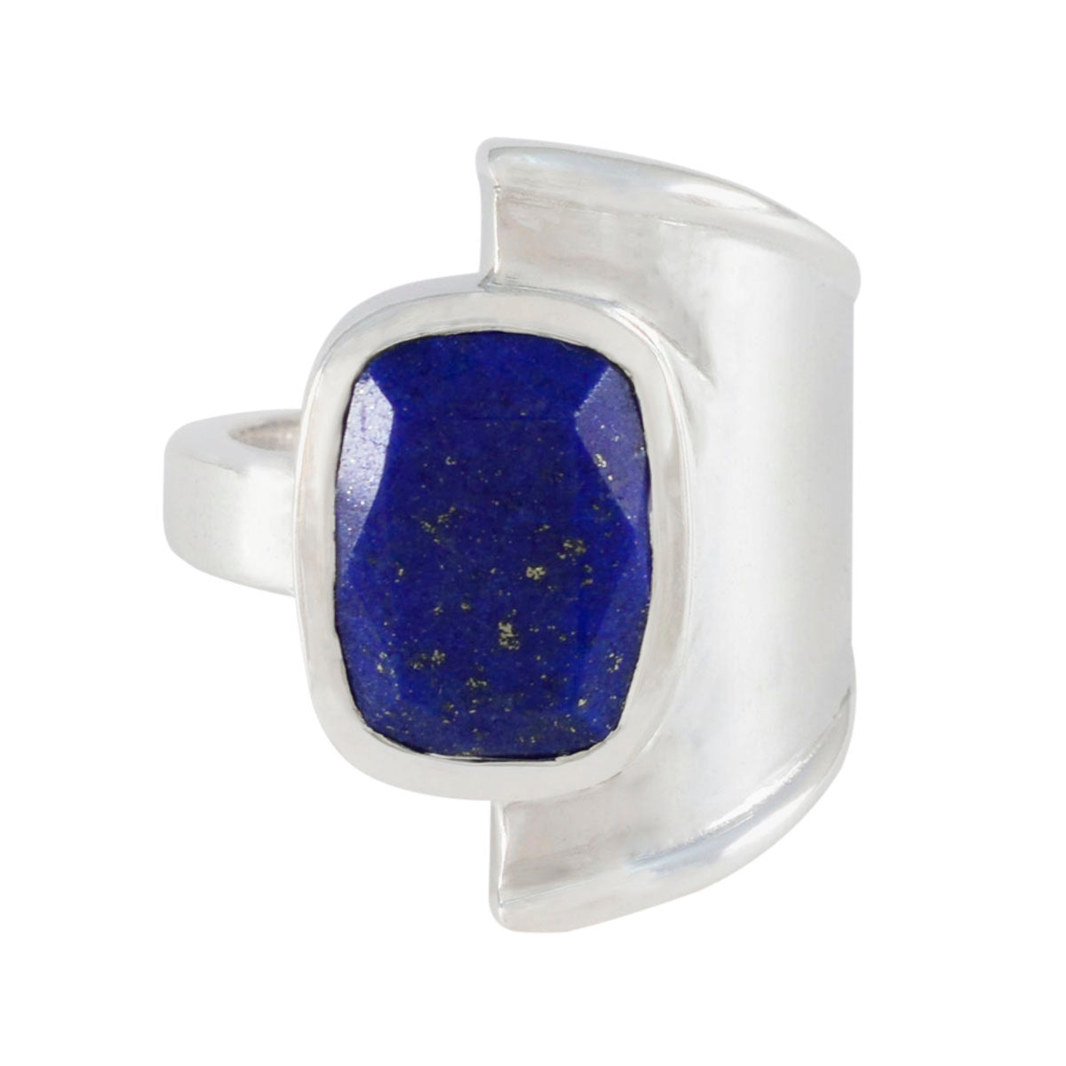 Carla Modern Blue Gemstone Ring with Silver Band Lapis Lazuli Blue