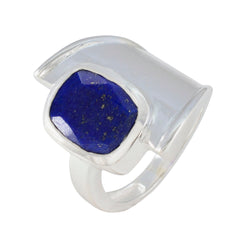 Carla Modern Blue Gemstone Ring with Silver Band