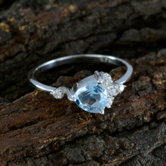 Haruka Modern Blue Halo Ring with Gemstone Accent