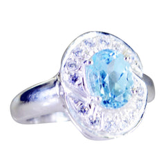 Bella Modern Blue Halo Ring Sterling Silver Gemstone