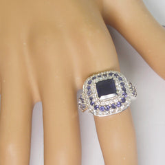 Genesis Modern Blue Halo Ring with Gemstone Sparkle