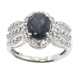 Luisa Modern Blue Halo Ring with Oval Gemstone Iolite Blue