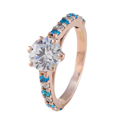 Ji-eun Modern Blue Halo Ring with Crystal Accent