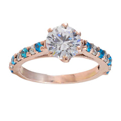 Ji-eun Modern Blue Halo Ring with Crystal Accent