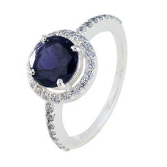 Andrea Modern Blue Halo Ring Sterling Silver Gemstone