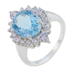 Camilla Modern Blue Halo Ring with Sparkling Gemstones