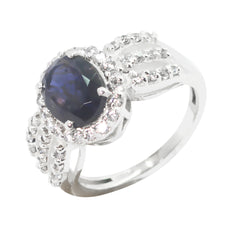 Luisa Modern Blue Halo Ring with Oval Gemstone