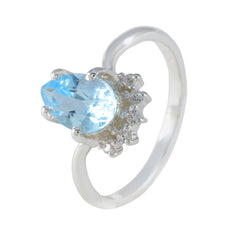 Nari Modern Blue Halo Ring with Pear-Shaped Blue Gemstone