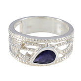 Aisha Modern Blue Halo Ring with Gemstone Accent Iolite Blue