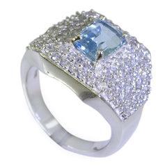 Isabella Modern Blue Halo Ring with Sparkling Stones Blue Topaz Blue