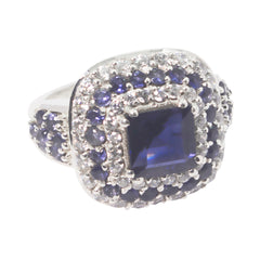 Genesis Modern Blue Halo Ring with Gemstone Sparkle