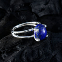 Ji-eun Modern Blue Solitaire Ring with Silver Band