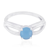 Kristine Modern Blue Solitaire Ring Blue Chalcedony Blue