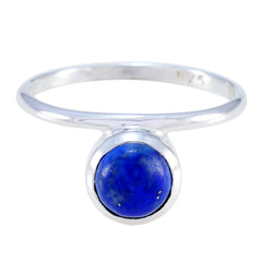 Haruka Modern Blue Solitaire Ring in Sterling Silver Lapis Lazuli Blue