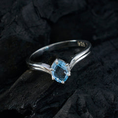 Soo-jin Modern Blue Solitaire Ring in Sterling Silver