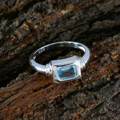 Claire Modern Blue Solitaire Ring in Silver