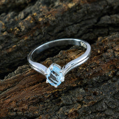 Soo-jin Modern Blue Solitaire Ring in Sterling Silver