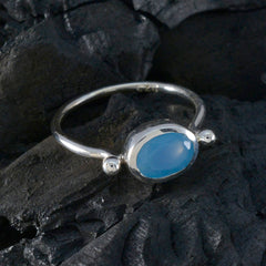 Xiu Modern Blue Solitaire Ring with Sterling Silver Band
