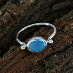 Xiu Modern Blue Solitaire Ring with Sterling Silver Band