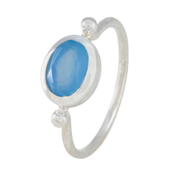 Xiu Modern Blue Solitaire Ring with Sterling Silver Band