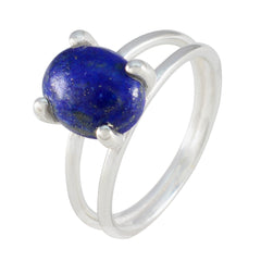 Ji-eun Modern Blue Solitaire Ring with Silver Band