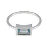 Isla Modern Blue Solitaire Ring with Silver Band Blue Topaz Blue