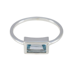 Isla Modern Blue Solitaire Ring with Silver Band Blue Topaz Blue