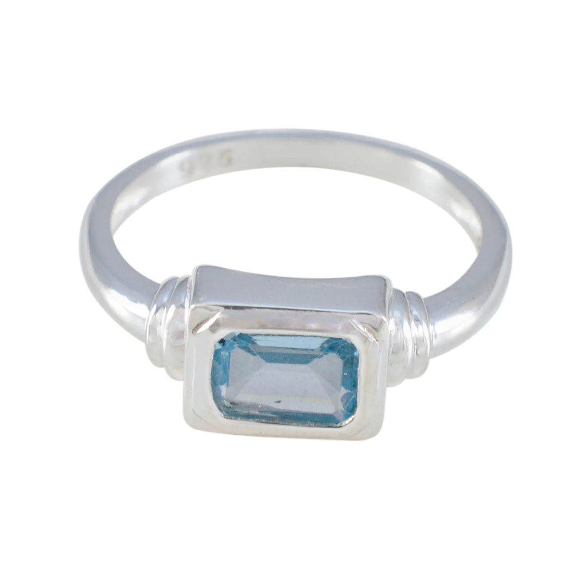 Claire Modern Blue Solitaire Ring in Silver Blue Topaz Blue
