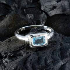 Claire Modern Blue Solitaire Ring in Silver