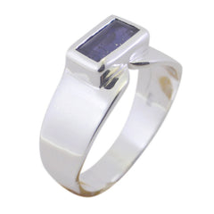 Ayesha Modern Blue Solitaire Ring in Sterling Silver