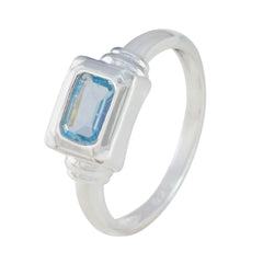 Claire Modern Blue Solitaire Ring in Silver