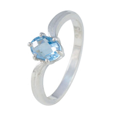 Soo-jin Modern Blue Solitaire Ring in Sterling Silver