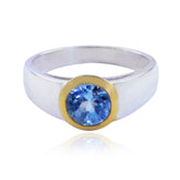 Olivia Modern Blue Solitaire Ring with Gold Accent Blue Topaz Blue