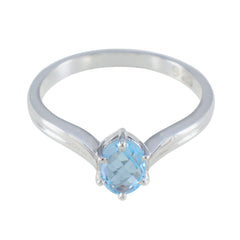 Soo-jin Modern Blue Solitaire Ring in Sterling Silver Blue Topaz Blue