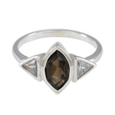 Eun-ji modern brown gemstone ring with marquise cut brown stone and two triangular clear stones