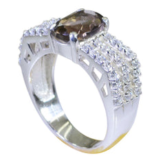 Ana Modern Brown Gemstone Ring with Sparkling Accents