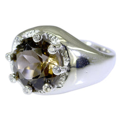 Nisa Modern Brown Gemstone Ring with Diamond Accents