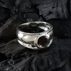 Sarah Modern Brown Solitaire Ring in Sterling Silver